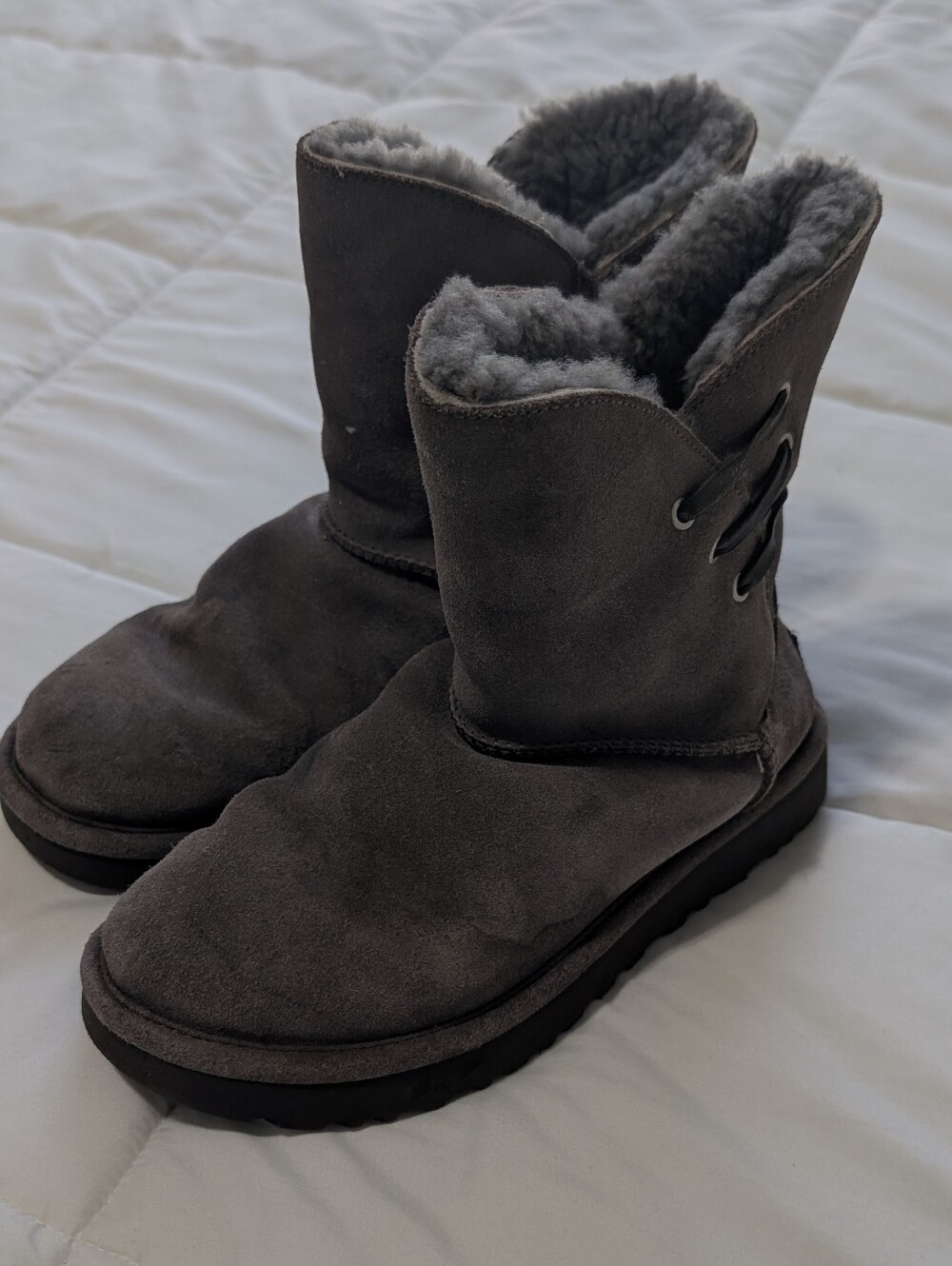 UGG Women's Charcoal Gray Suede Shearling Winter Boots